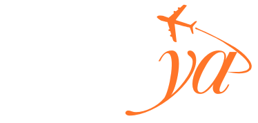 Safiriya logo with airplane arc above the word "ya" – Crafted Journeys tagline