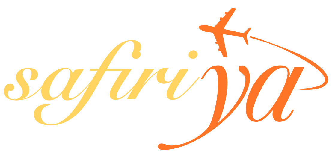 Safiriya logo with airplane arc above the word "ya" – Crafted Journeys tagline