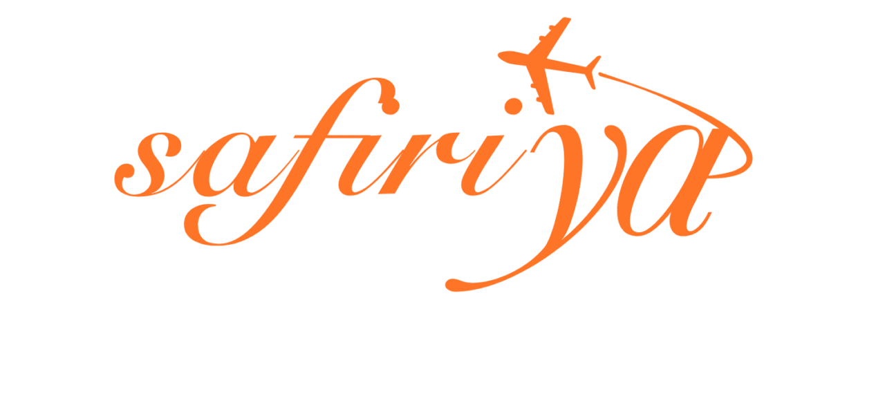Safiriya logo with airplane arc above the word "ya" – Crafted Journeys tagline
