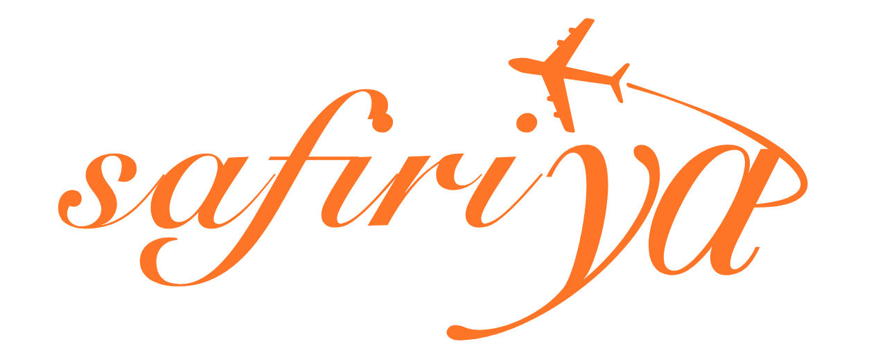 Safiriya logo with airplane arc above the word "ya" – Crafted Journeys tagline