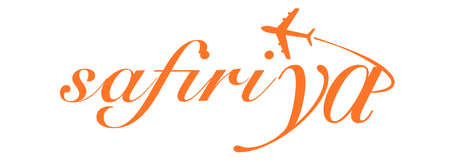 Safiriya logo with airplane arc above the word "ya" – Crafted Journeys tagline