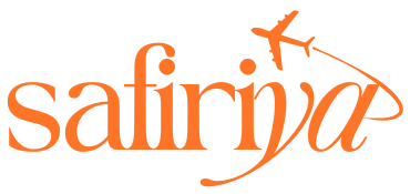 Safiriya logo with airplane arc above the word "ya" – Crafted Journeys tagline