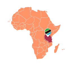 Tanzania map location on African map