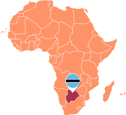 Botswana map on African map