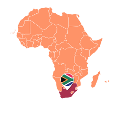 South African map in Africa