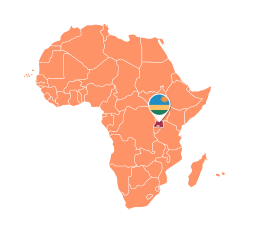 Rwanda map in Africa